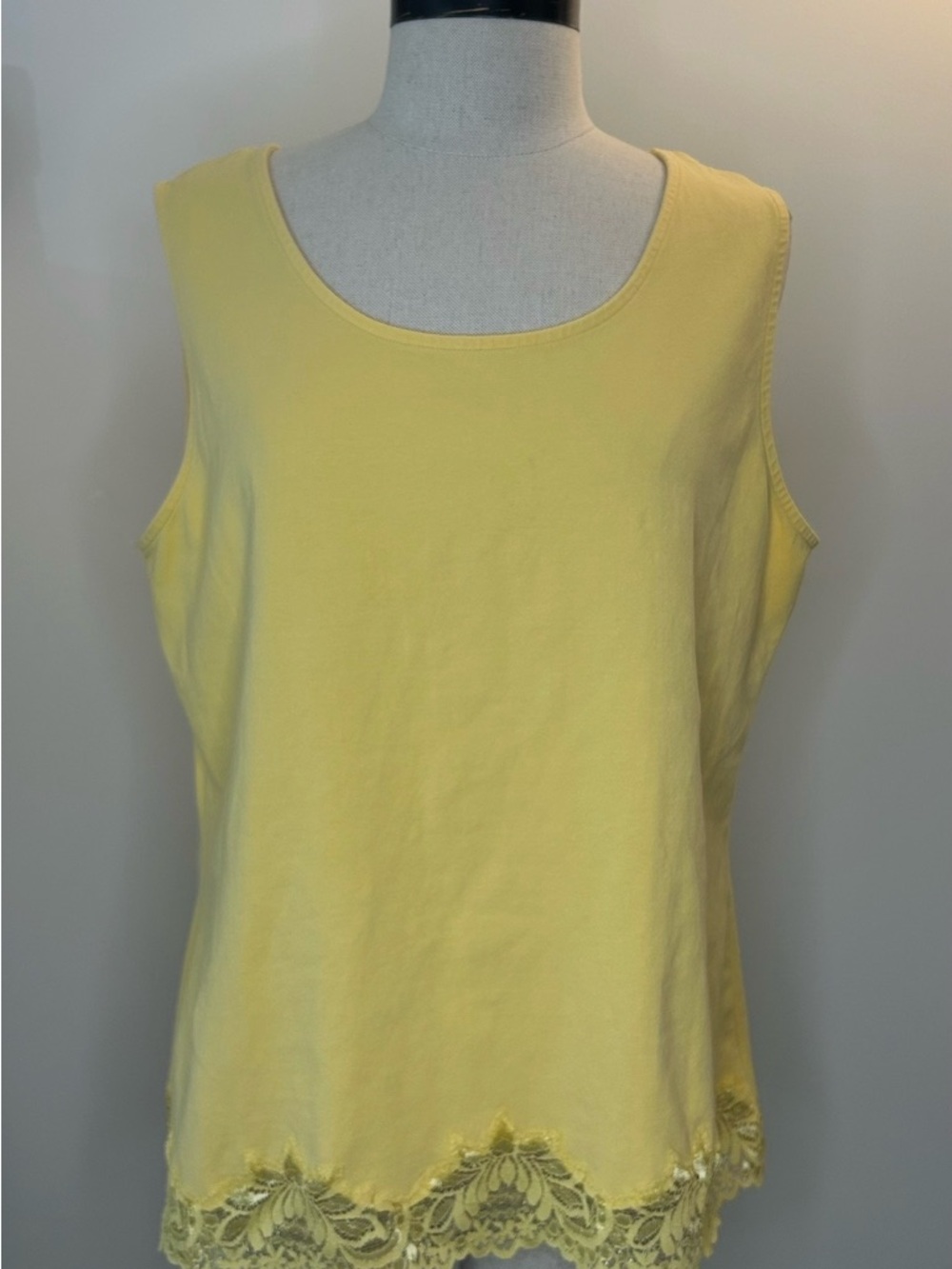 Coldwater Creek Yellow Lace-Hem Sleeveless Tank Top Womens XL